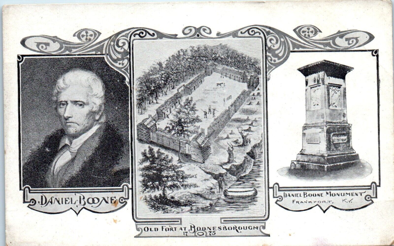 1910s Daniel Boone Monument Old Fort Lexington KY Postcard