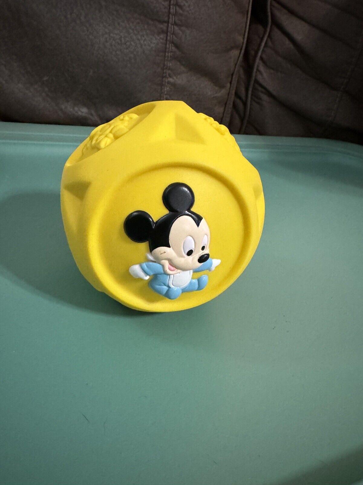 Vtg Disney Yellow Babies Arco Mickey & Friends Round Ball Squeak Toy Rubber 