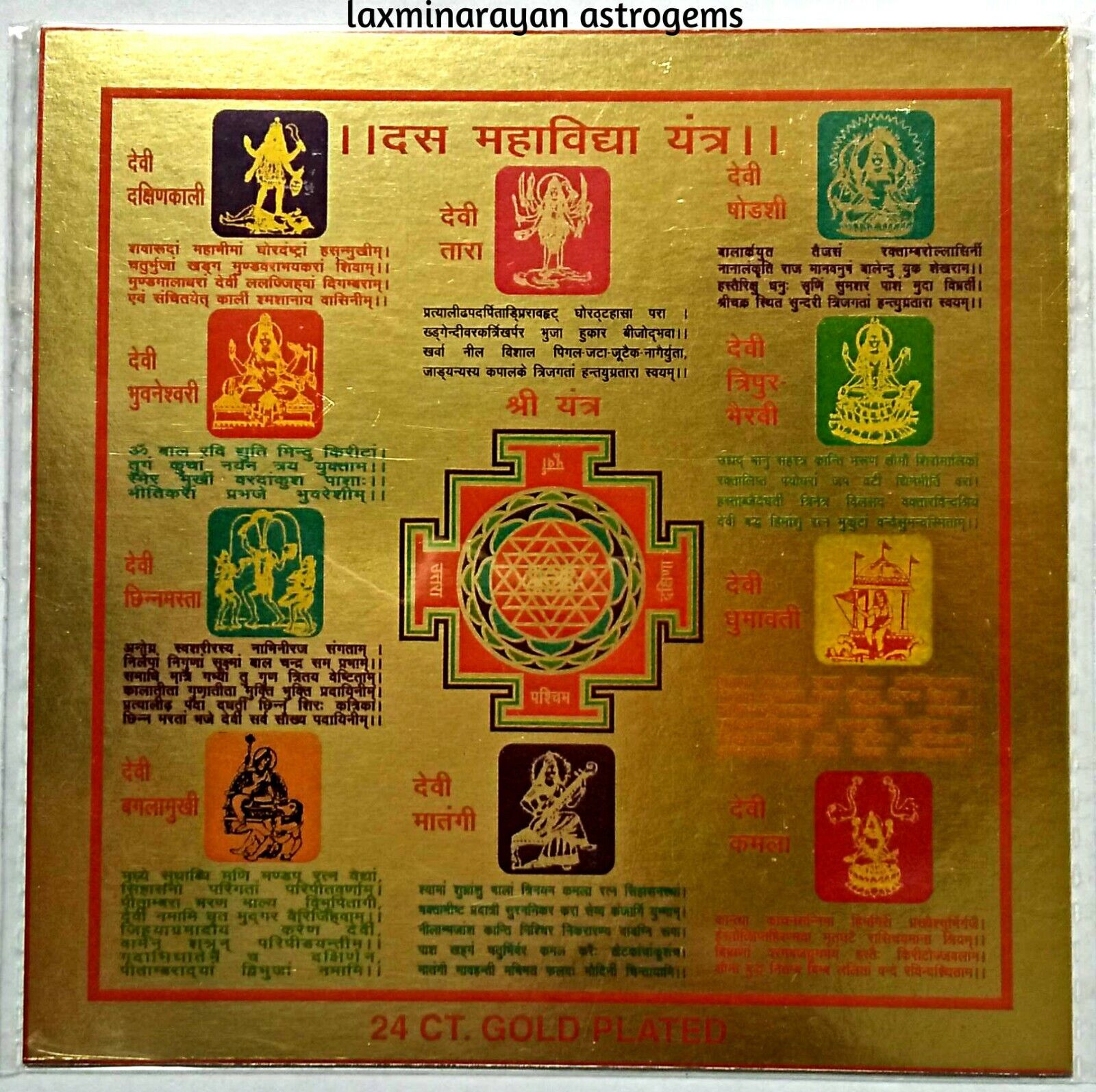 Dus MahaVidya Yantra Ten Avatars of Goddes Durga Shakti with Shri Yantra