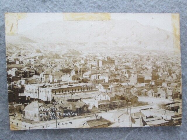 Antique El Paso, Texas And Mt. Franklin Real Photo Postcard