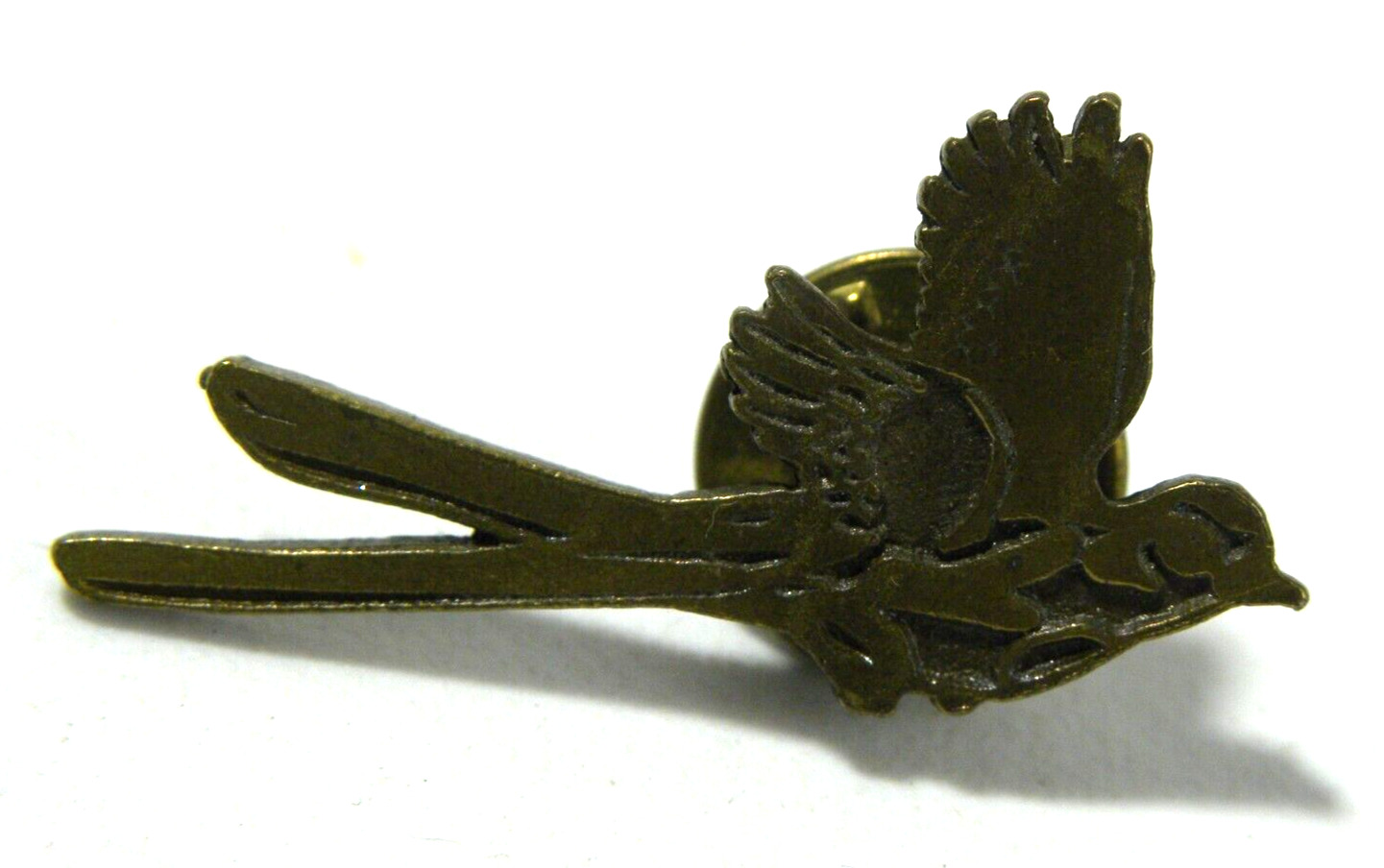 Vintage Flying Bird Pin Long Tail Gold Tone