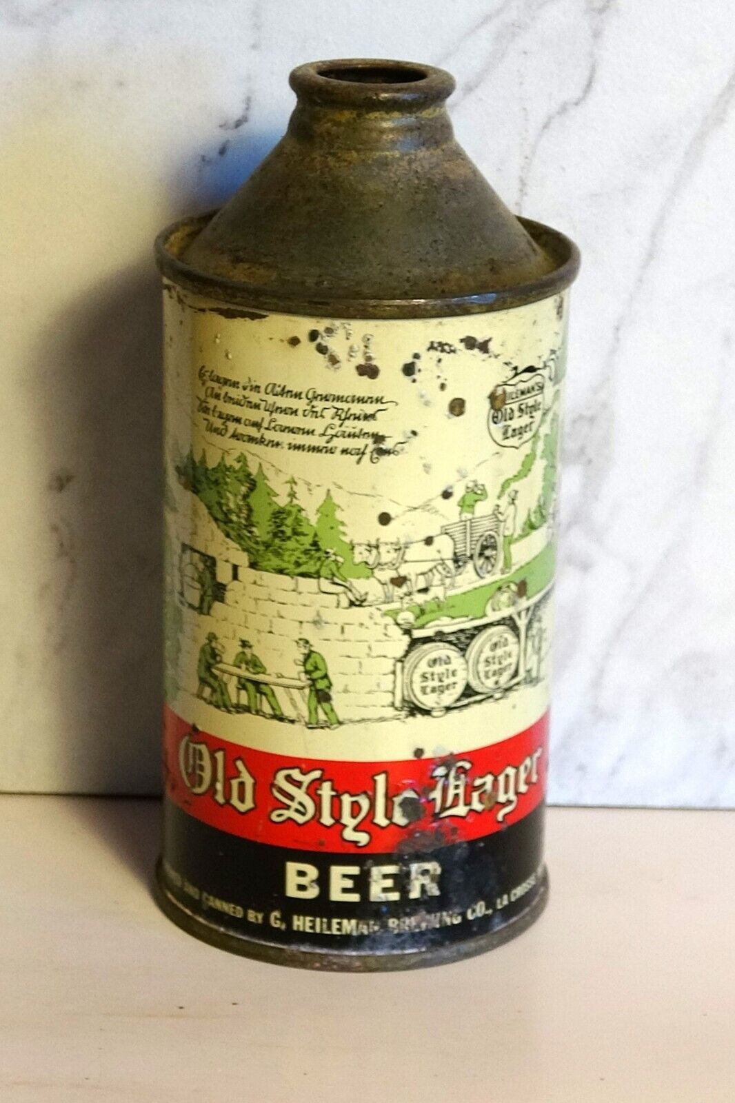 OLD STYLE LAGER - HEILEMANS (CREAM CAN) - CONE TOP - IRTP - LA CROSSE, WISCONSIN