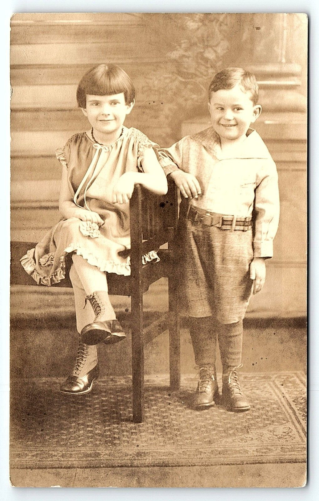 1927 SUPER CUTE LOIS & BOBBIE HOFFMAN SOUDERTON PA RPPC POSTCARD P3889