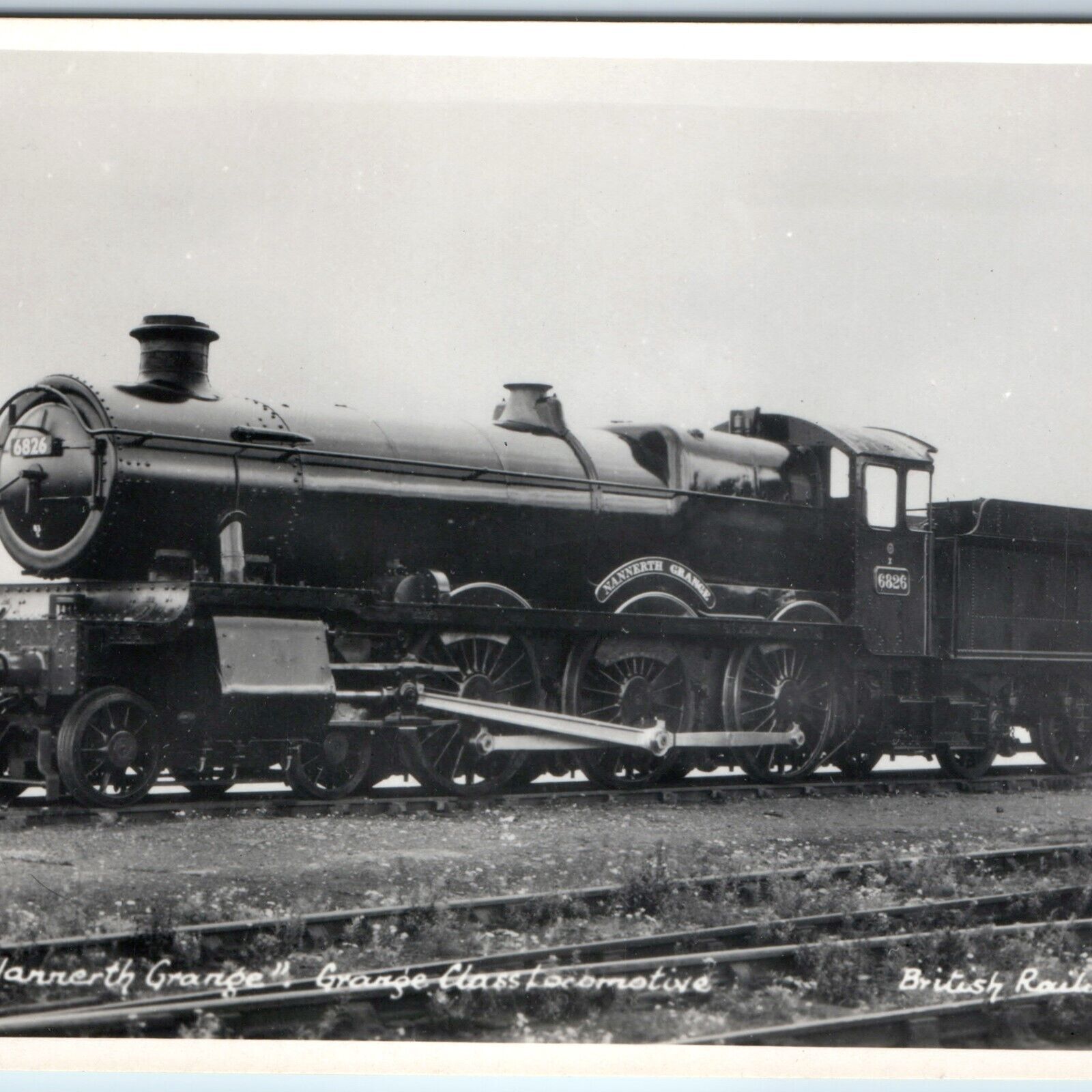 c1940s British Railways RPPC Nannerth Grange 6826 Train Locomotive Photo PC A244