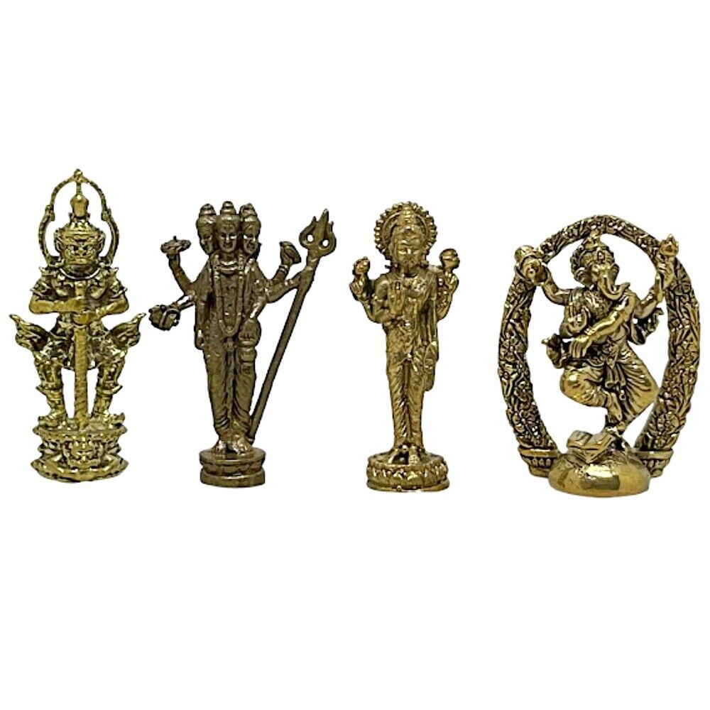 Trimurti Dattatreya Wessuwan Lakshmi Ganesh Hindu Murti Amulet Brass Idol Statue