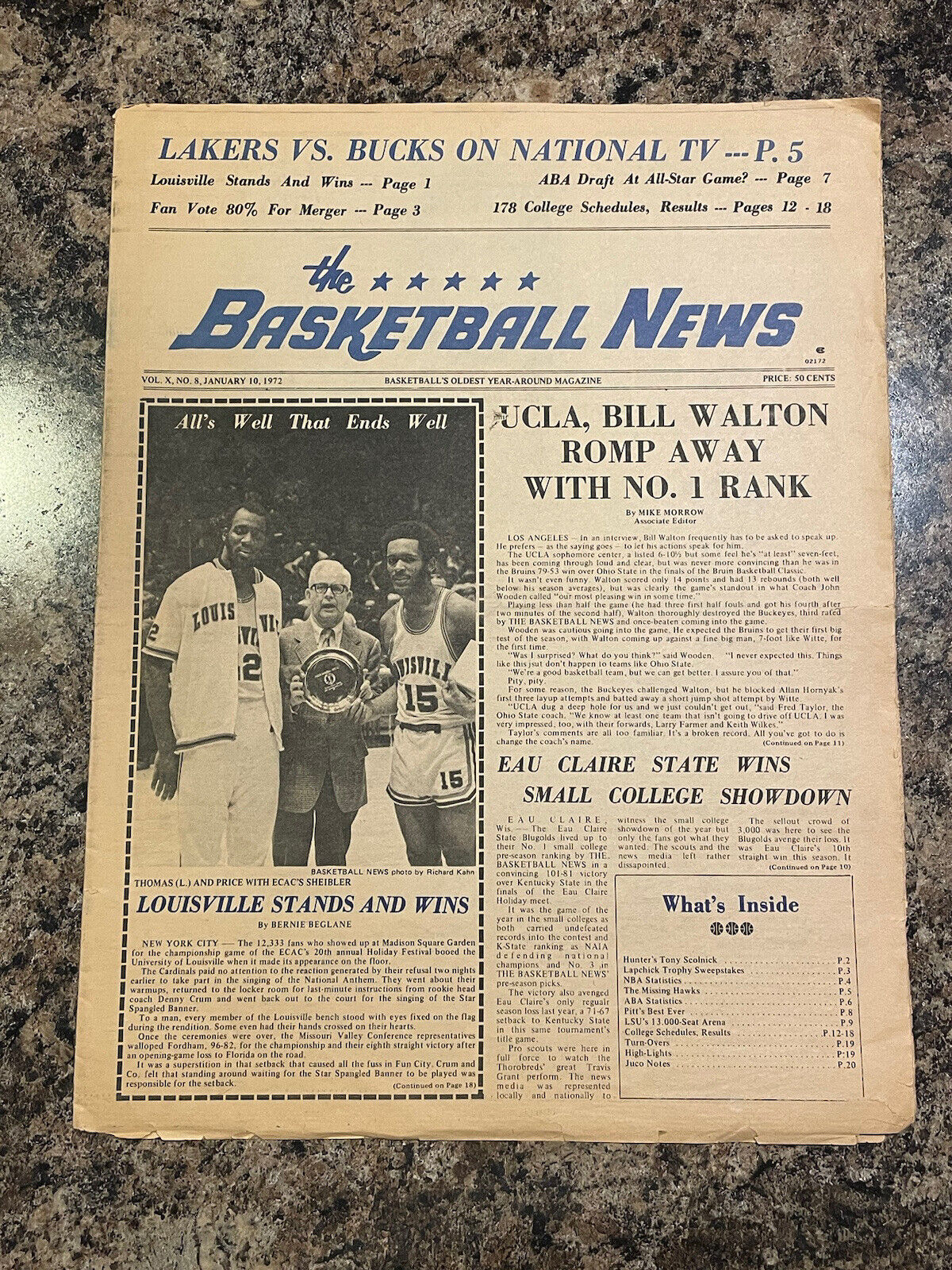 1972 Basketball News Newspaper.  Louisville Cardinals. Denny Crum