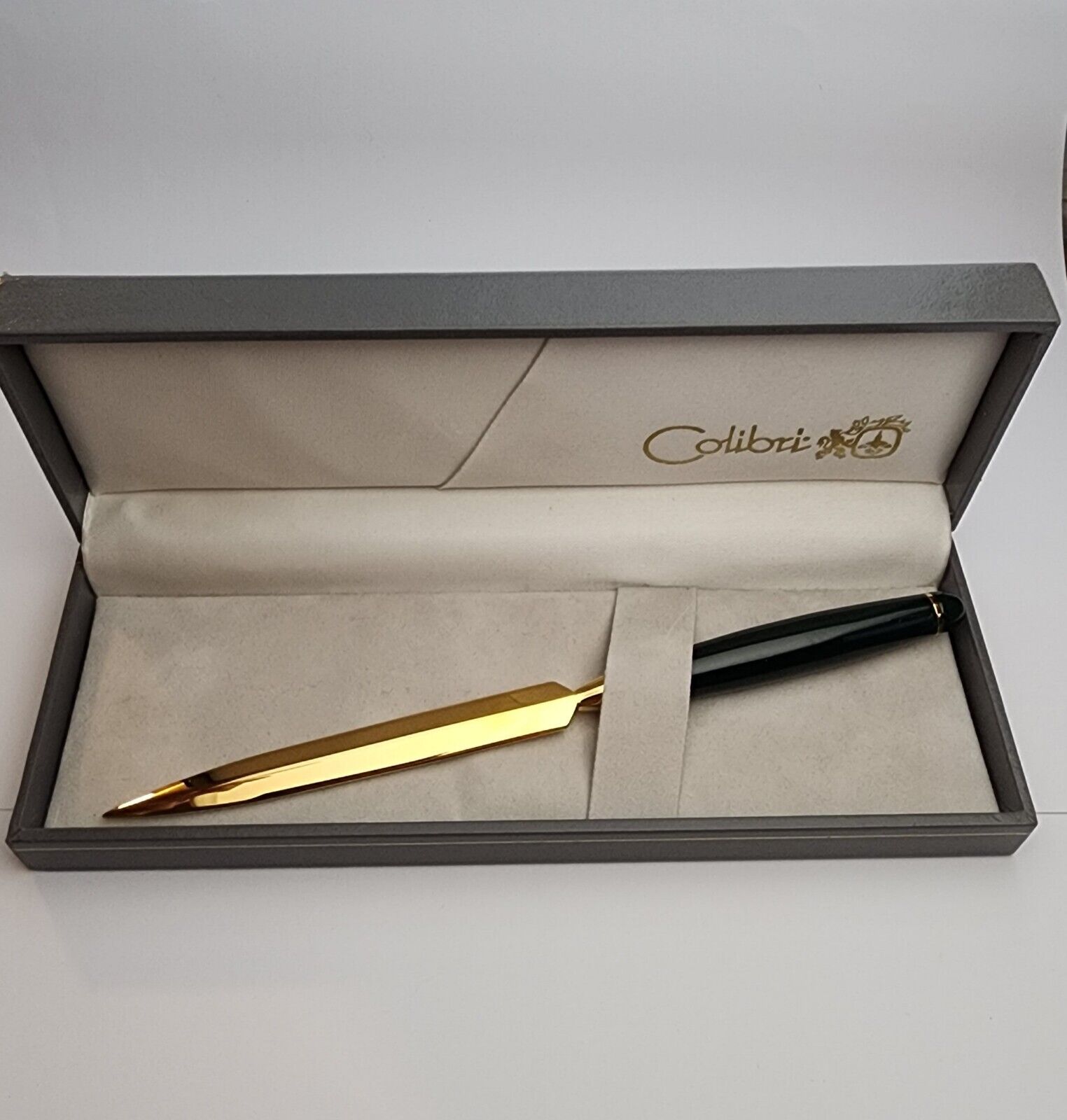 Colibri Letter Opener Green Handle Gold Tone Desk Office Gift