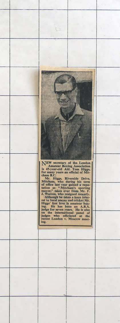 1958 Tom Higgs New Secretary Of London Amateur Boxing Association