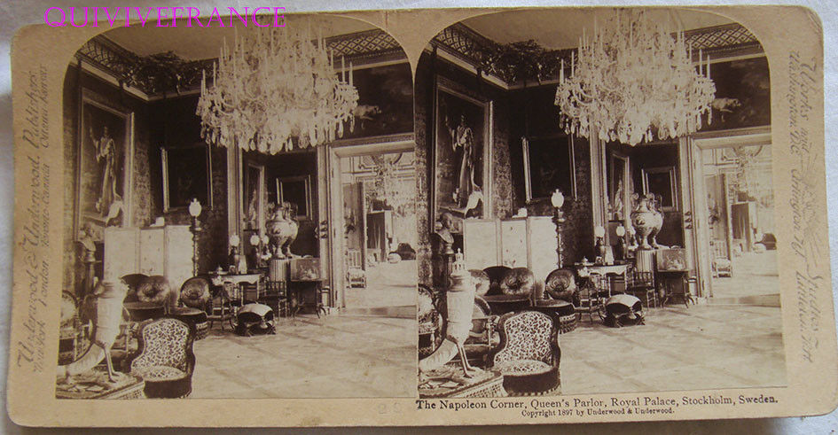 STEREO029 - Salon Napoleon Palais Royal Stockholm 1897 By Underwood Stereoview