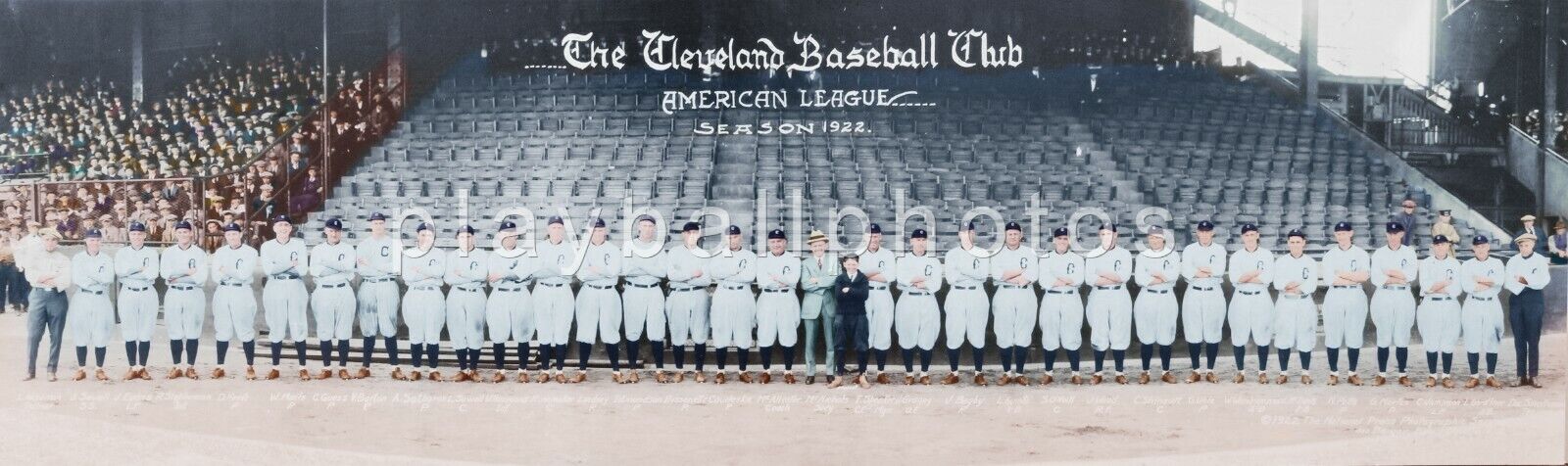 1922 Cleveland Indians Colorized 12x4 Panoramic Team Print