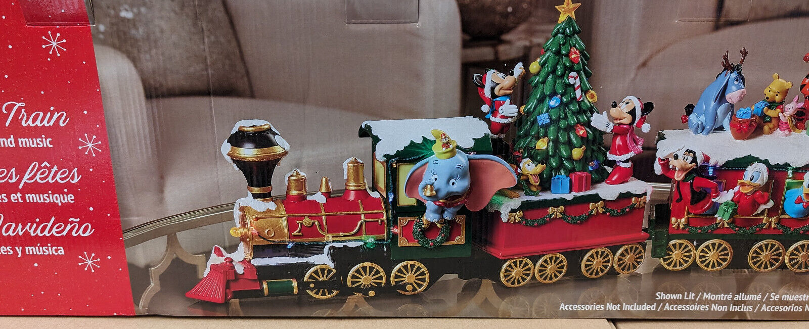 Disney Mickey Mouse Musical Christmas Train Holiday Lights and Music -READ-