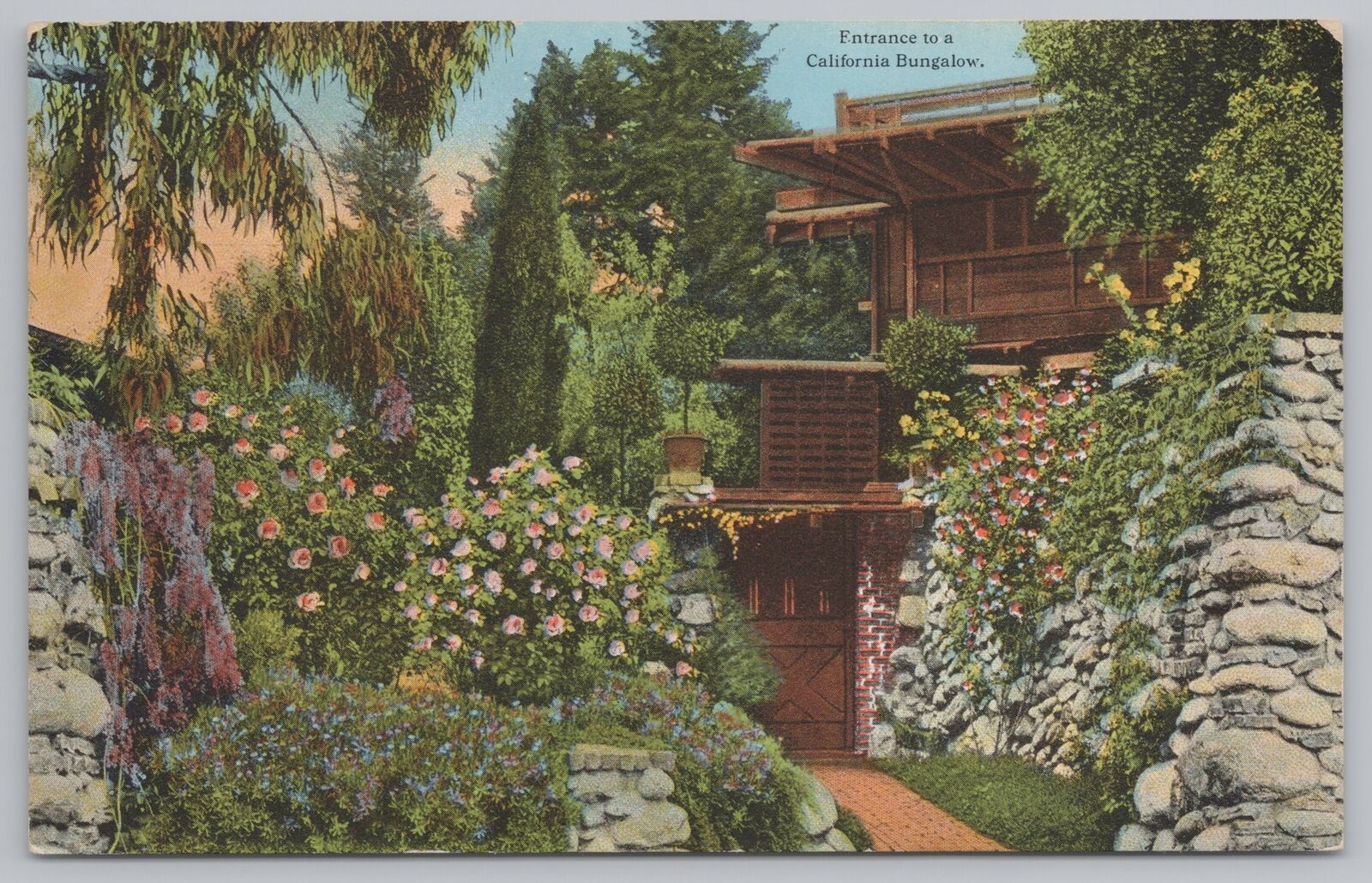 State View~Entrance to California Bungalow~Vintage Postcard