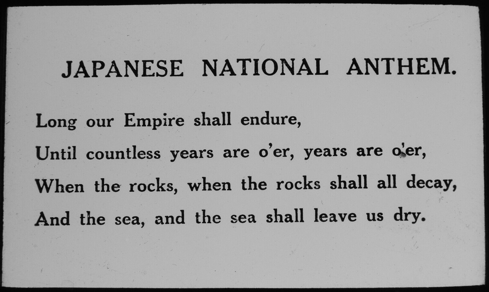 WW1 RELATED - JAPANESE NATIONAL ANTHEM Magic Lantern Slide