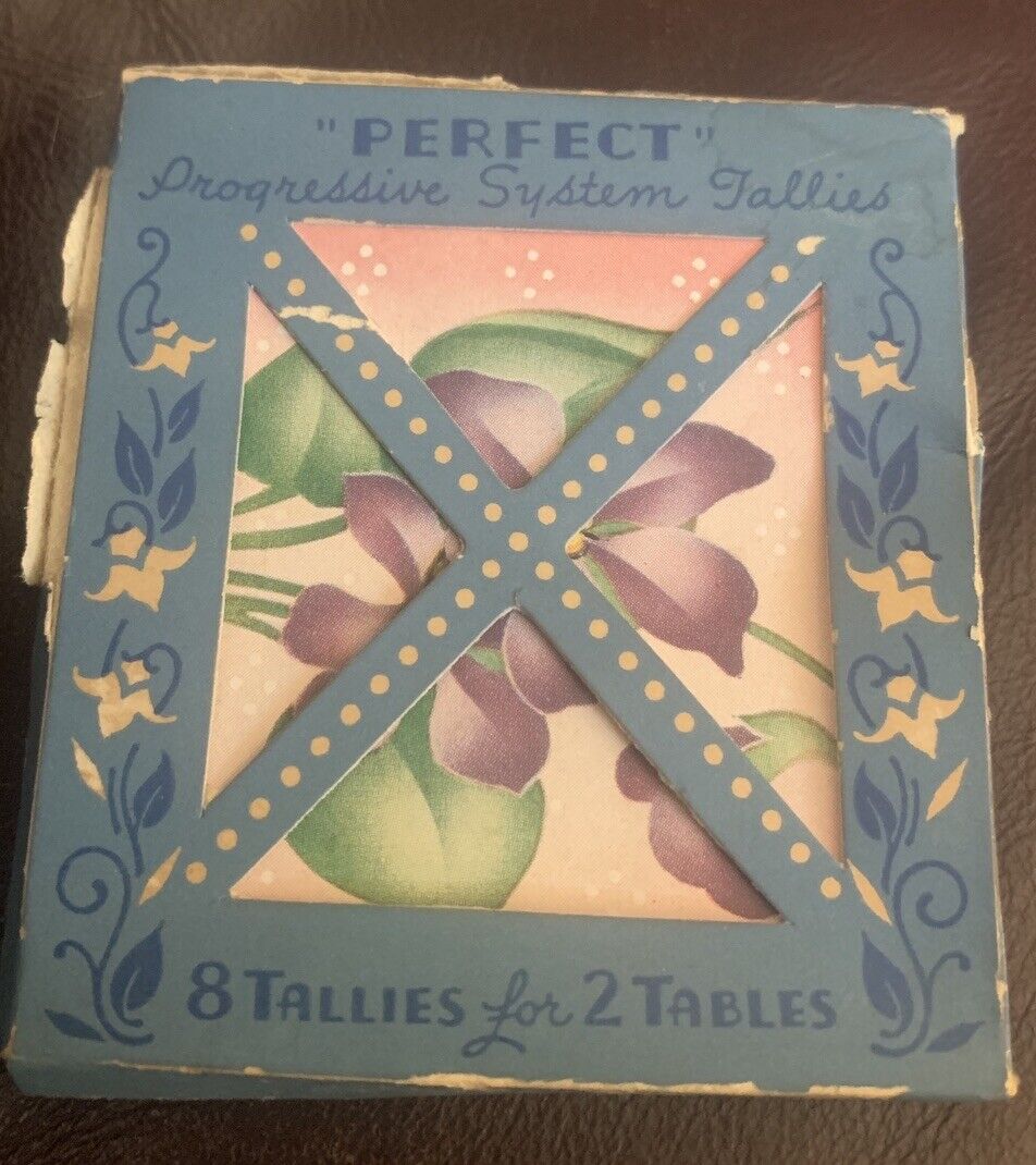 Vtg Set 8 1940’s Bridge Tally Cards Violets  Unused in Original Package