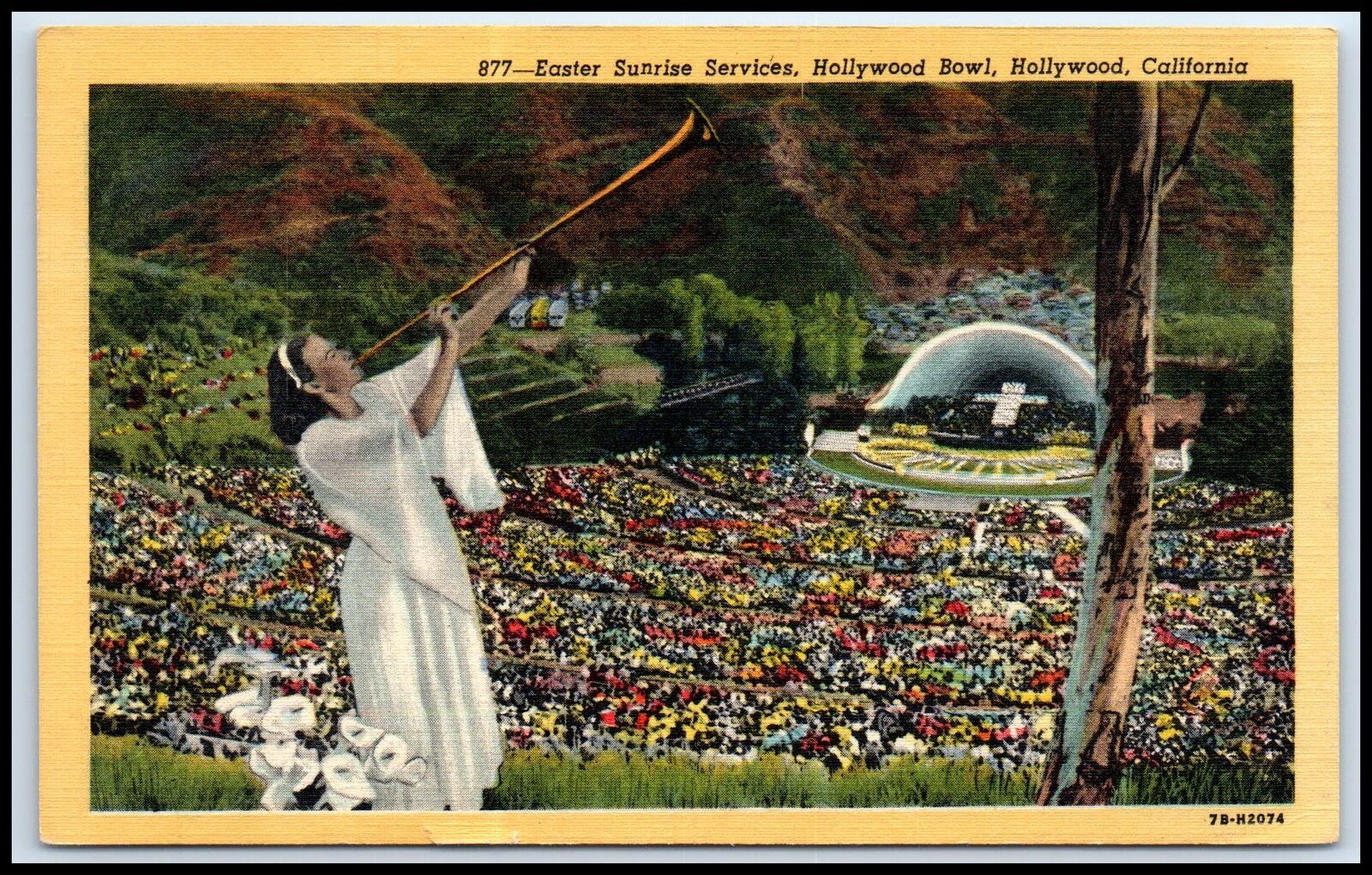 Postcard Easter Sunrise Services, Hollywood Bowl, Hollywood, Californiak  CA Q62
