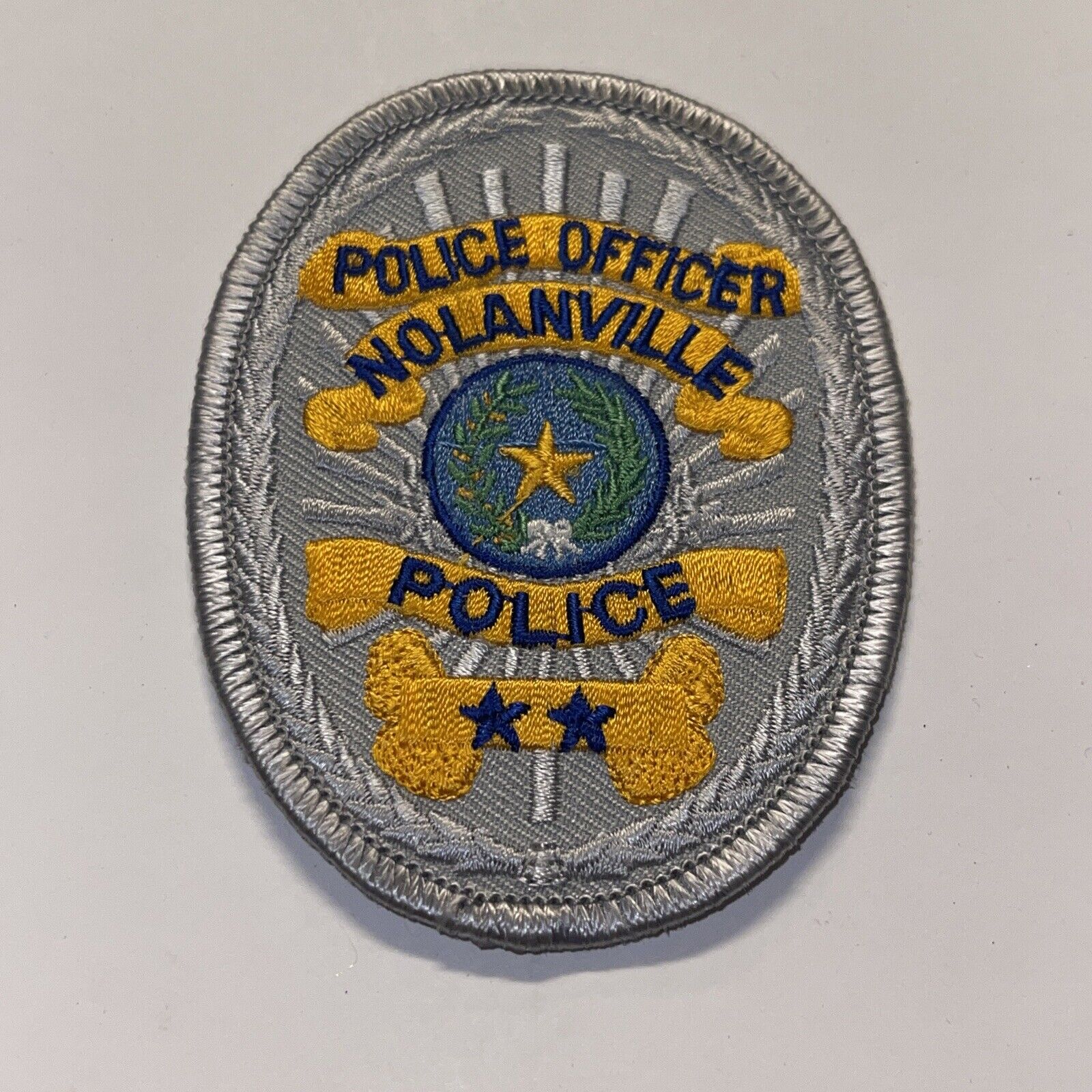 Nolanville Texas police patch obsolete shoulder rare gray yellow