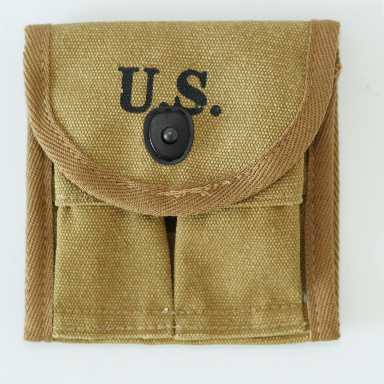 US WW2 M1 Carbine Ammo Pouch Magazine Bag 2 Cells Buttstock Khaki WWII