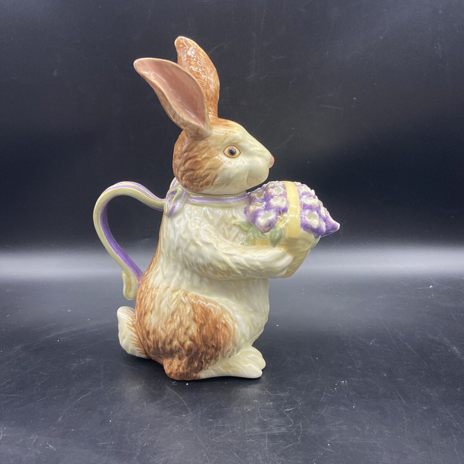 longaberger spring crocus basket Easter bunny rabbit teapot pitcher