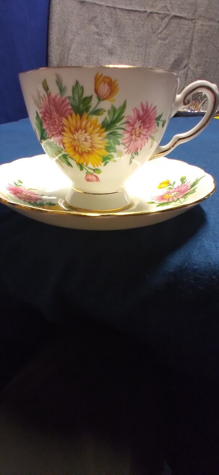 Vintage Tuscan Royal Bone China Tea Cup and Saucer Spring Flowers English Made