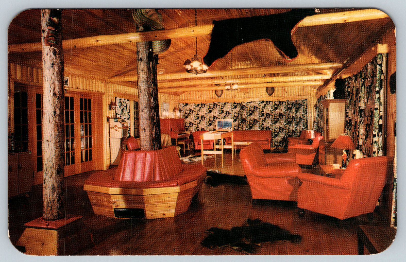 c1960s The Lounge Red Indian Lodge Sioux Narrows Ontario Vintage Postcard