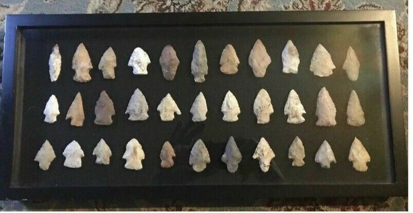 RARE 33 American Arrowheads Artifact Type Set framed collection