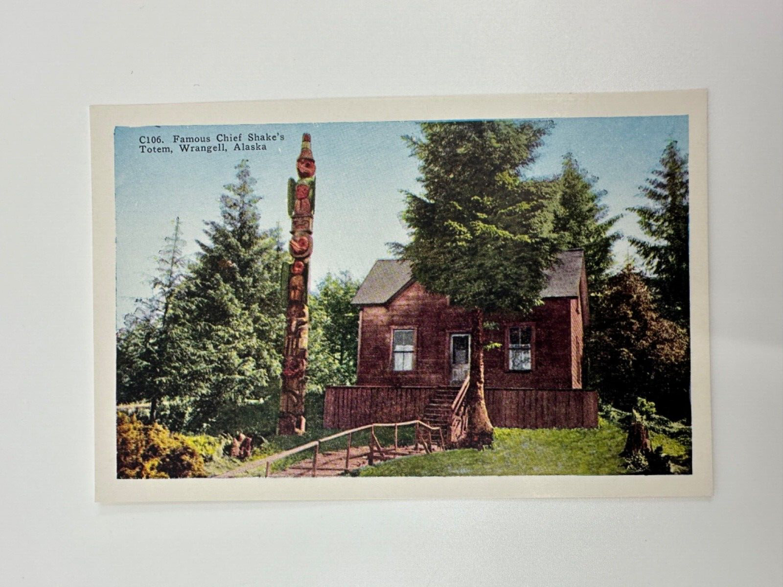 Vintage Alaska HHT Postcard, Chief Shake’s Totem Pole, Wrangell, New NOS