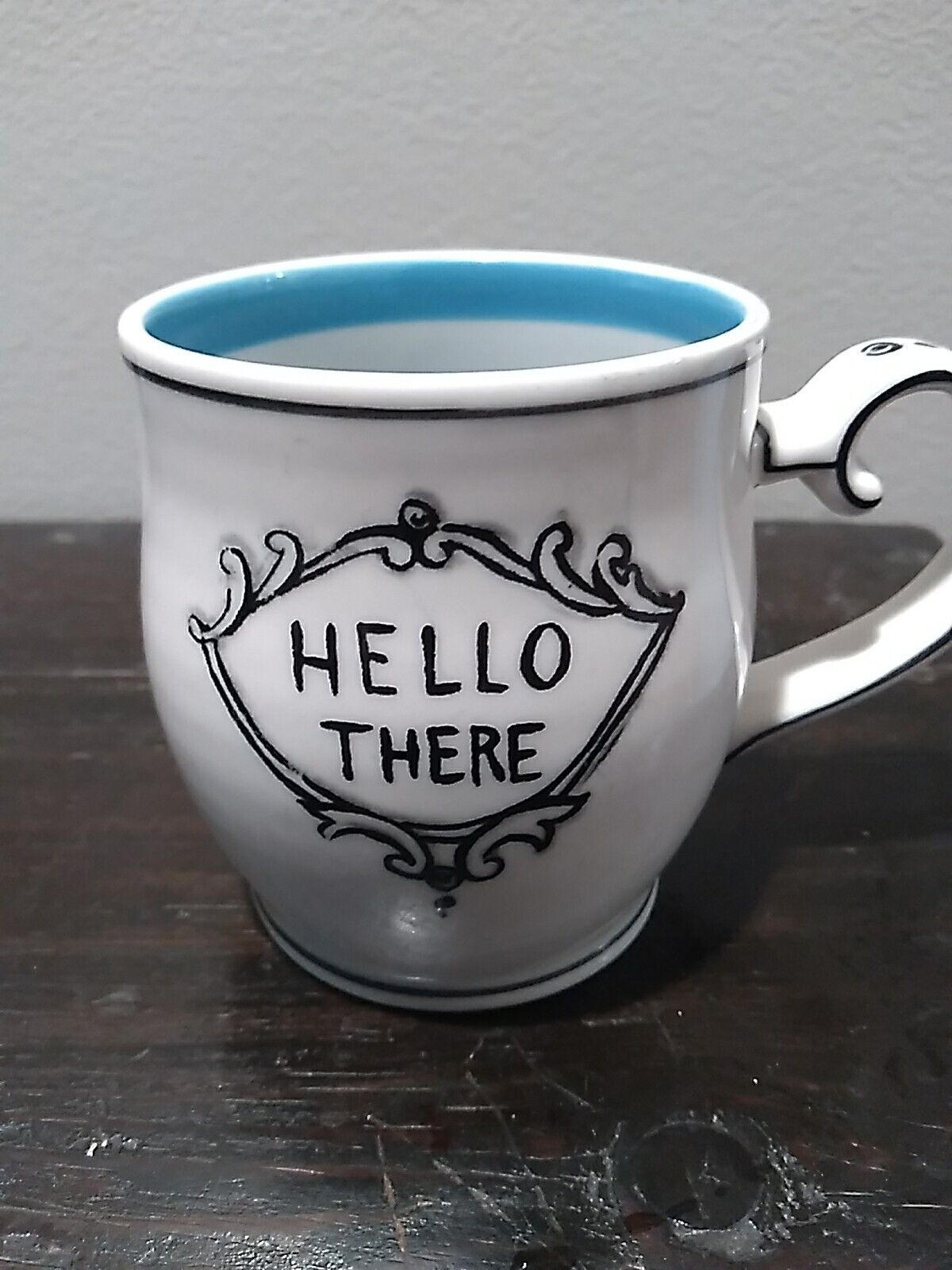 Anthropologie Molly Hatch Hello There Mug Cup White & Black