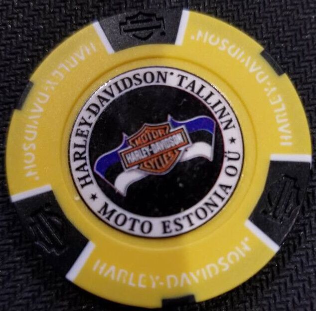 HD TALLINN~MOTO ESTONIA OU~(Yellow/Black) Full Color Intl. Harley Poker Chip 