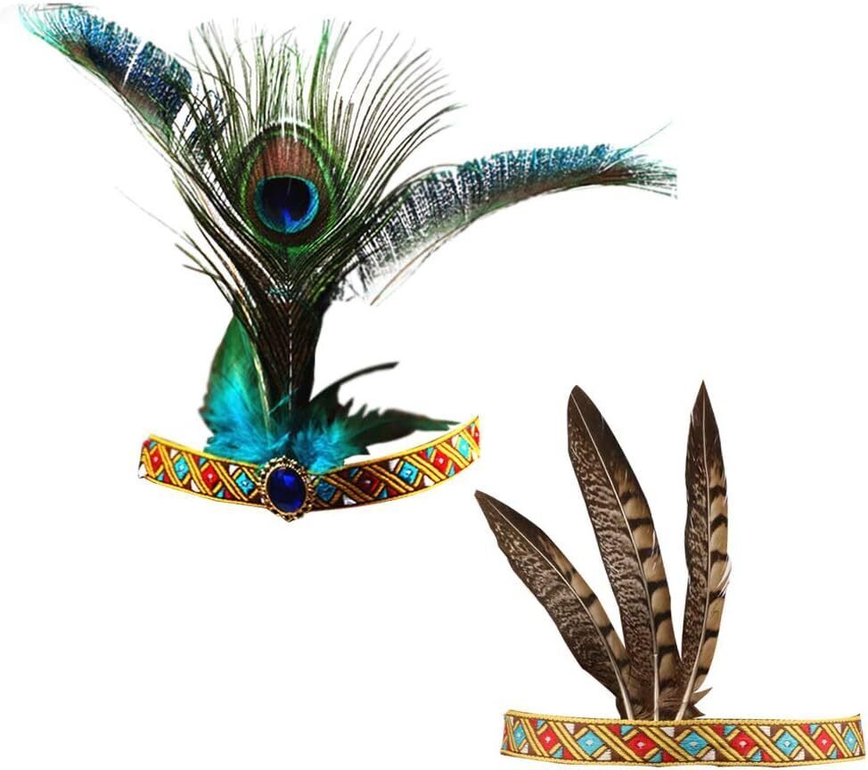 Handmade Indian Headdress Peacock Indiana Native American for Women Lady Girls