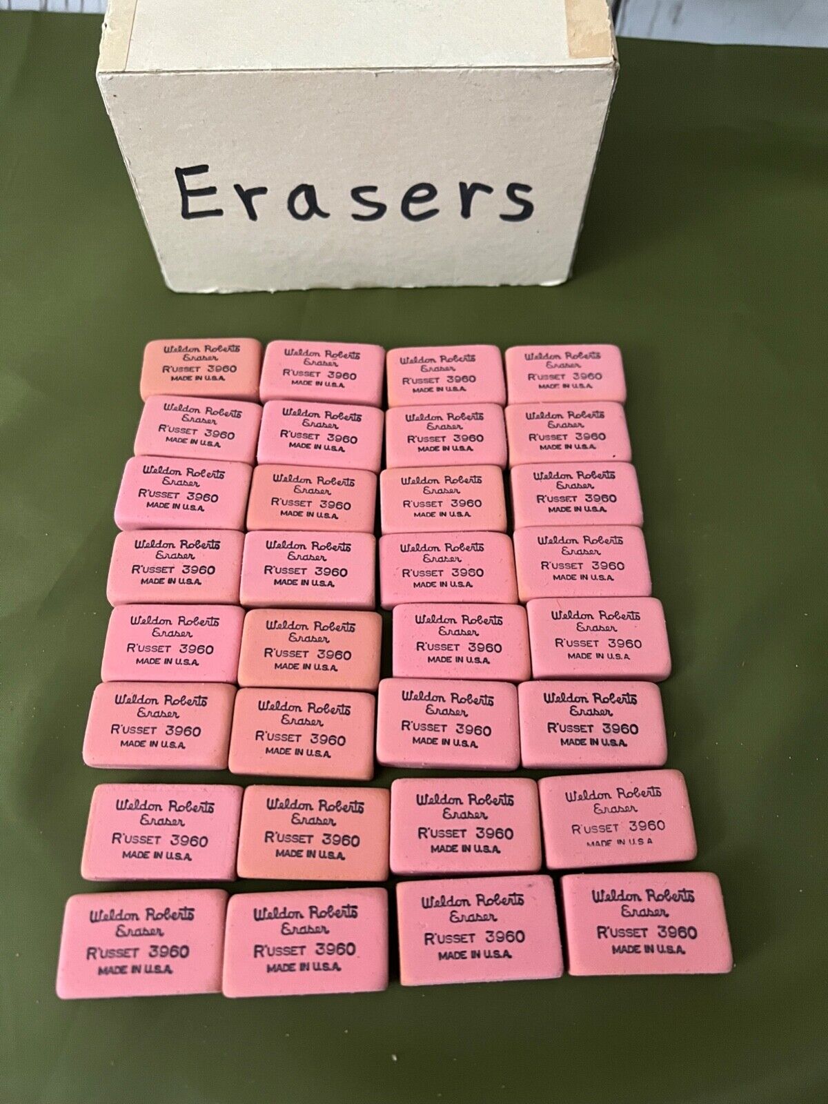 Vintage Weldon Roberts Rubber Erasers Russet 3960 Lot of 32 Made in USA