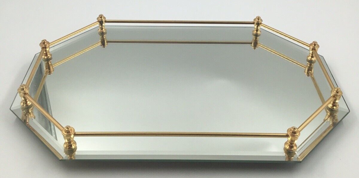 Vintage 1980’s Glass Vanity Tray Great For Your Dresser Or Your Vanity Perfumes 