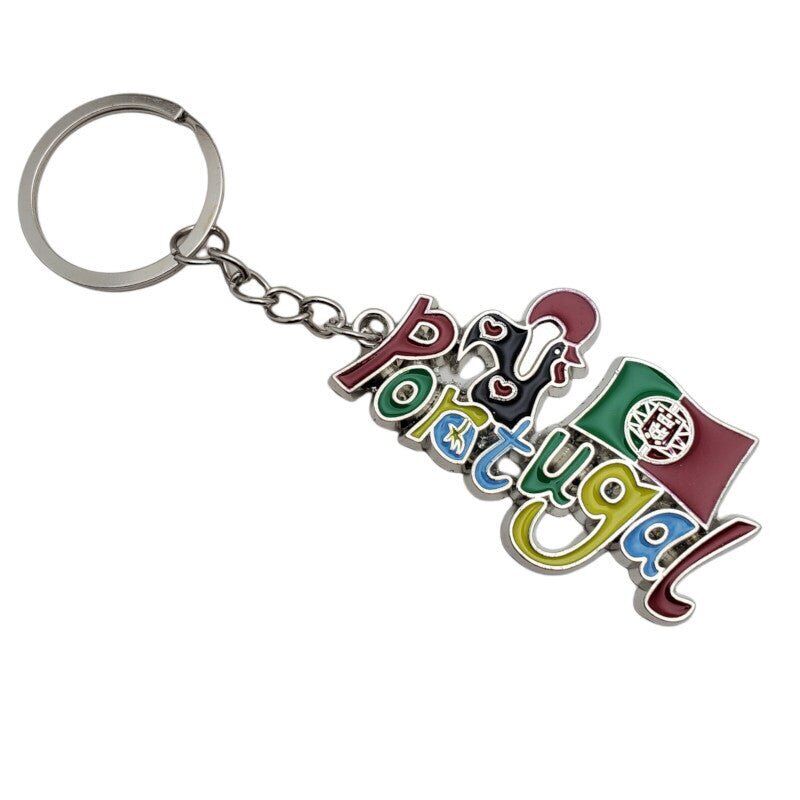 Portugal Flag Metal Keychain Ring Travel Tourist Souvenir Gift Barcelos Rooster