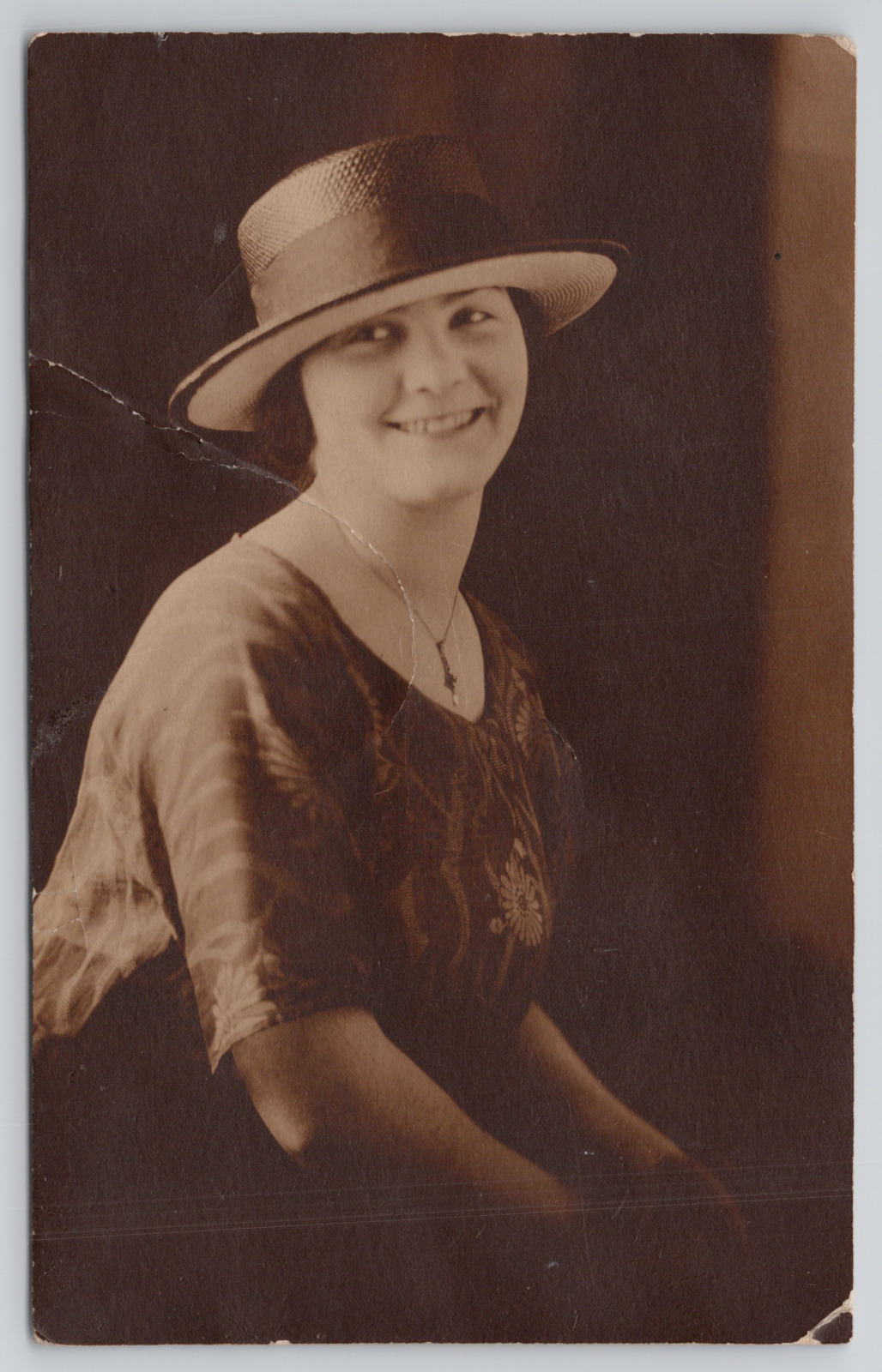 RPPC Smiling Lady In Studio c1910 Real Photo Postcard