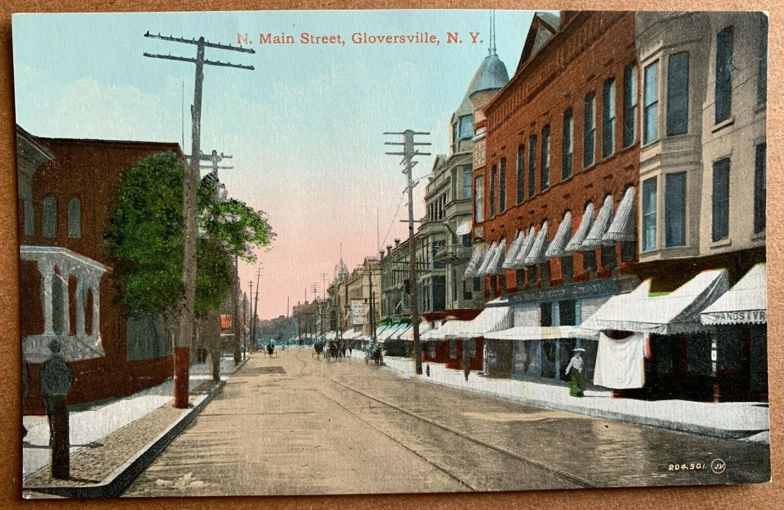 Postcard Gloversville NY - Main Street Business District