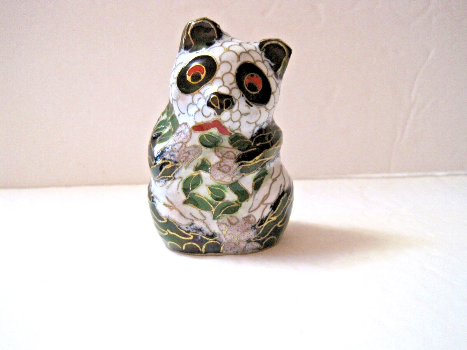 Vintage Chineese Small  Colorful  Cloisonne Panda Figurine 2.5\