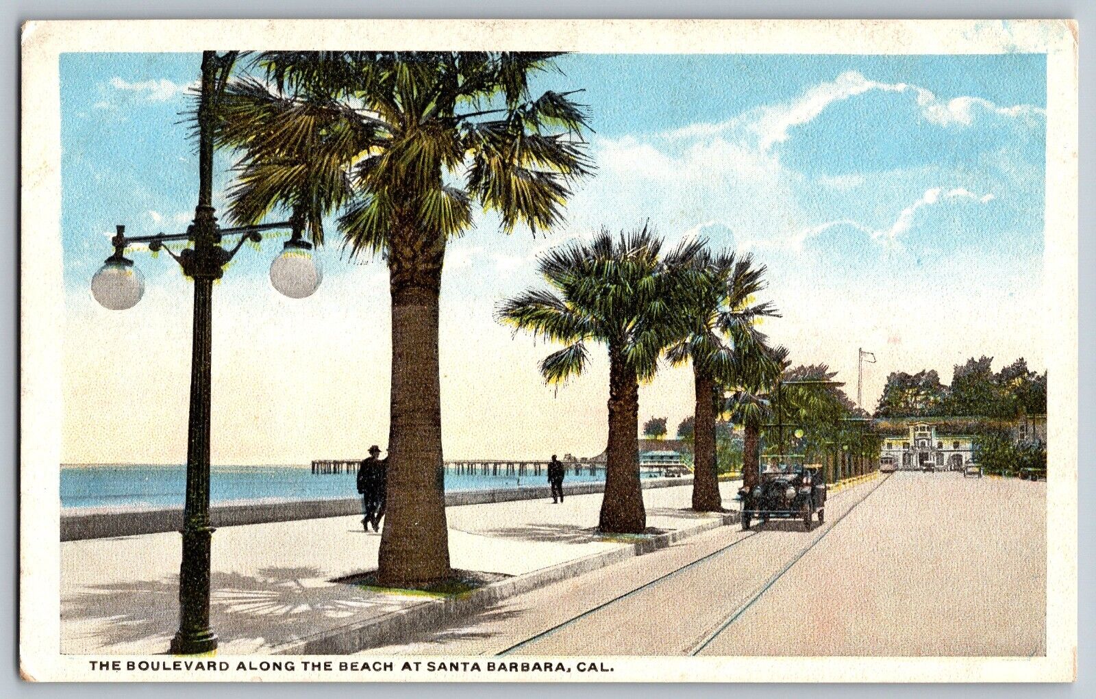 Santa Barbara, California - Boulevard View along the Beach - Vintage Postcard