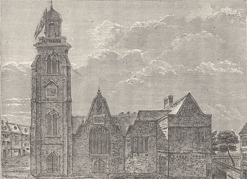 ST.MARTIN\'S-IN-THE-FIELDS. West view of the old church, pulled down 1721 c1880
