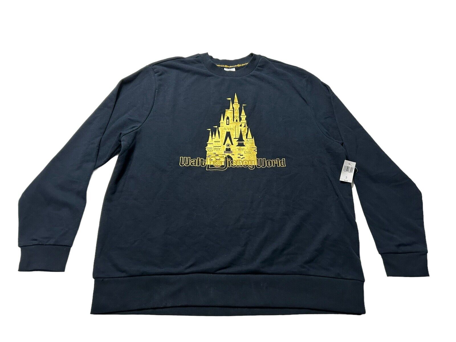 NEW XXL Disney Parks Gold Castle Crewneck Sweatshirt Disney World Lightweight