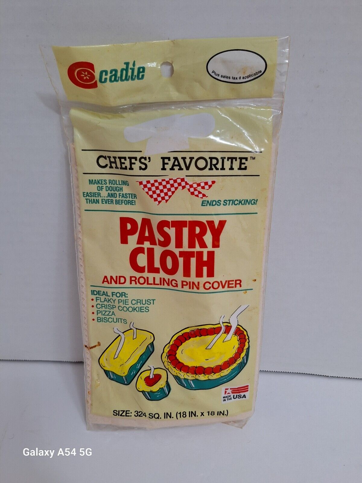 Vintage Kitchen Cadie Pastry Cloth & Rolling Pin Cover 324 Sq. In New Old Stock