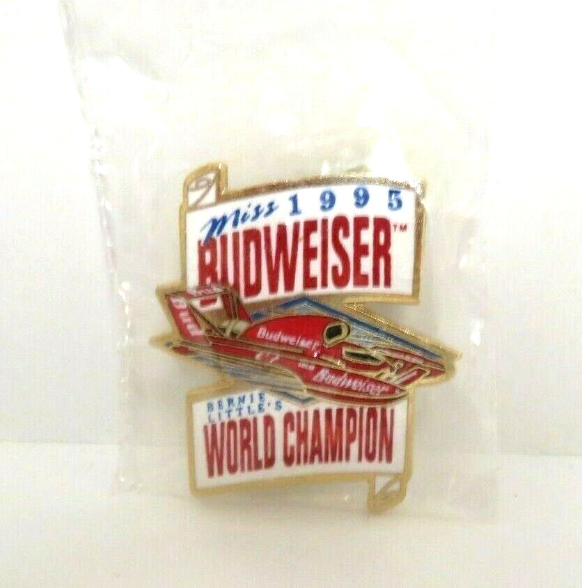 1995 Miss Budweiser Hydroplane World Champion metal lapel pin NIB