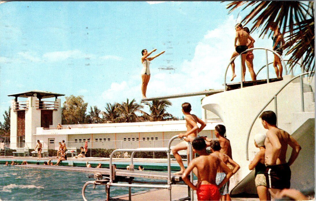 1957, Swimming Pool, Lido Beach Casino on Lido Key, SARASOTA, Florida Postcard