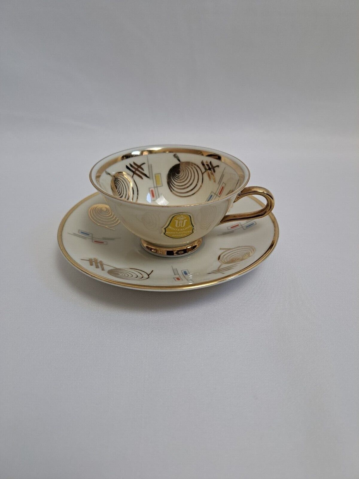 Rare Vintage Winterling Marktleuthen Bavaria Gold Fine China Tea Cup, Saucer Set