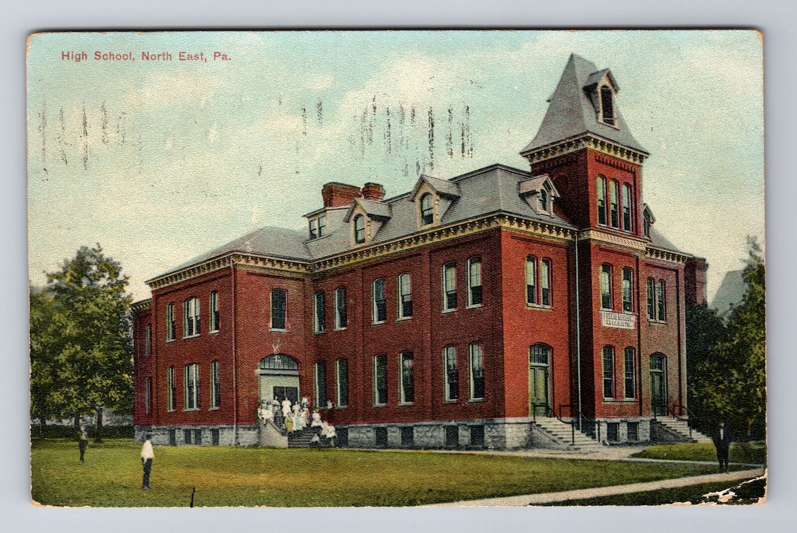 North East PA-Pennsylvania, High School, Antique Vintage c1910 Souvenir Postcard