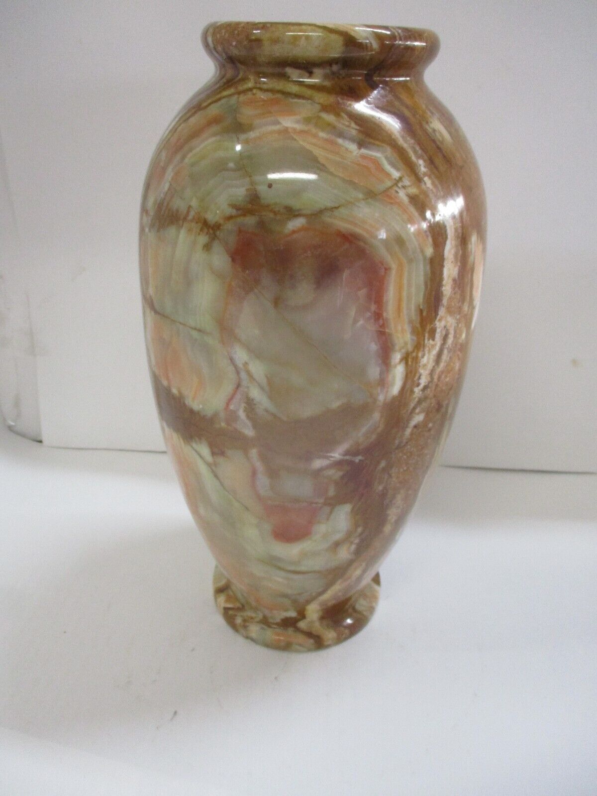 Vintage 11.5” Onyx Marble Stone Vase 14lb 1oz