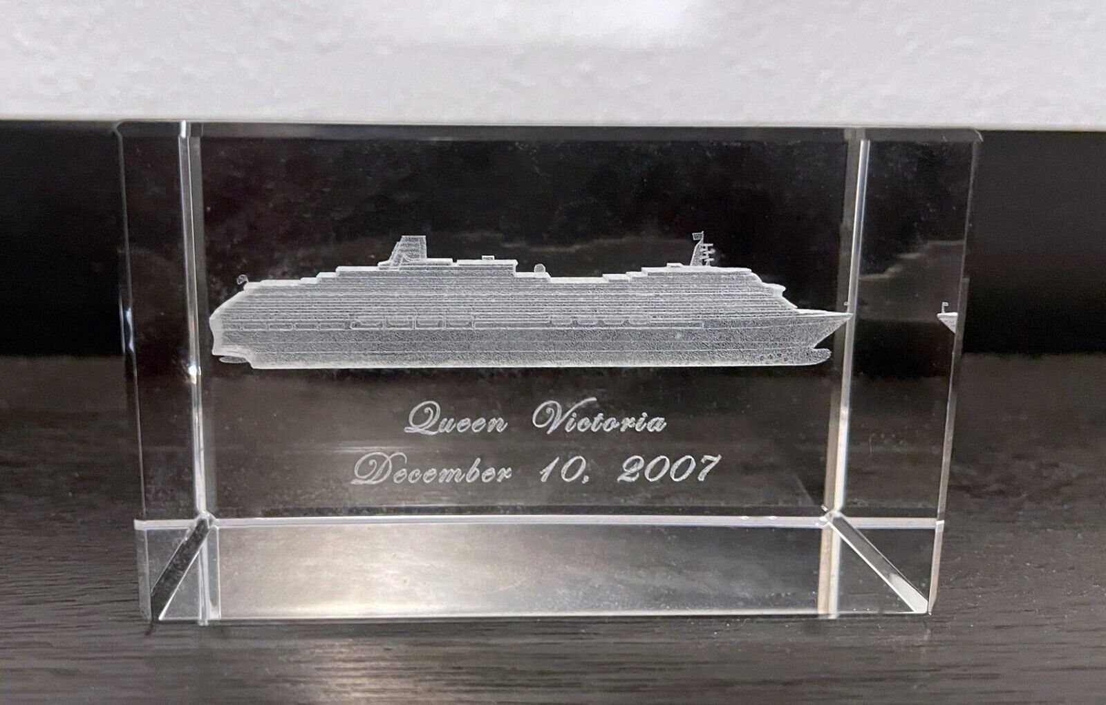 Cunard Queen Victoria Laser Cut Paperweight 12/10/2007 Christening Crew Gift