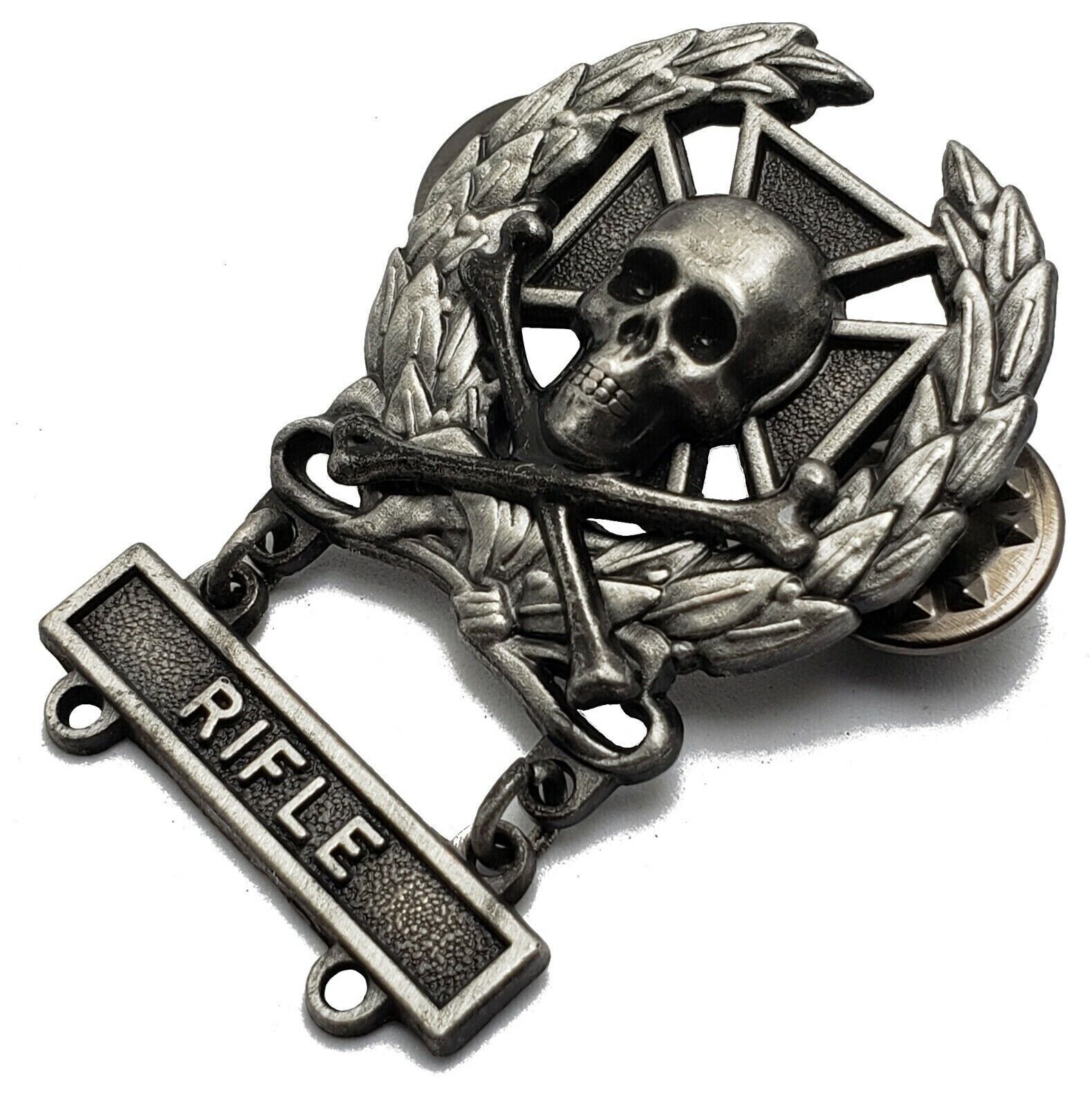 Expert Sniper Oxidized Skull Pin Badge Rifle US Military Insignia Medal Marksman