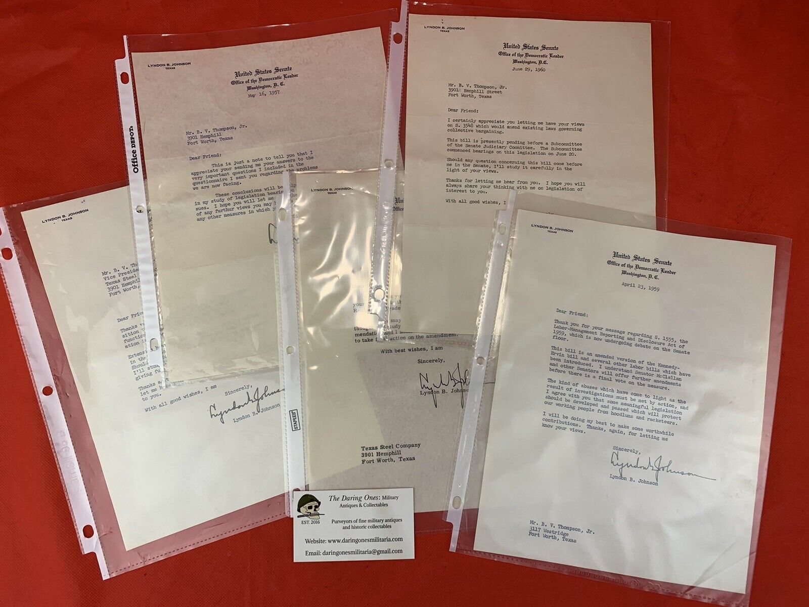 Original President LBJ Letter Grouping 5 Signatures Guaranteed Authentic