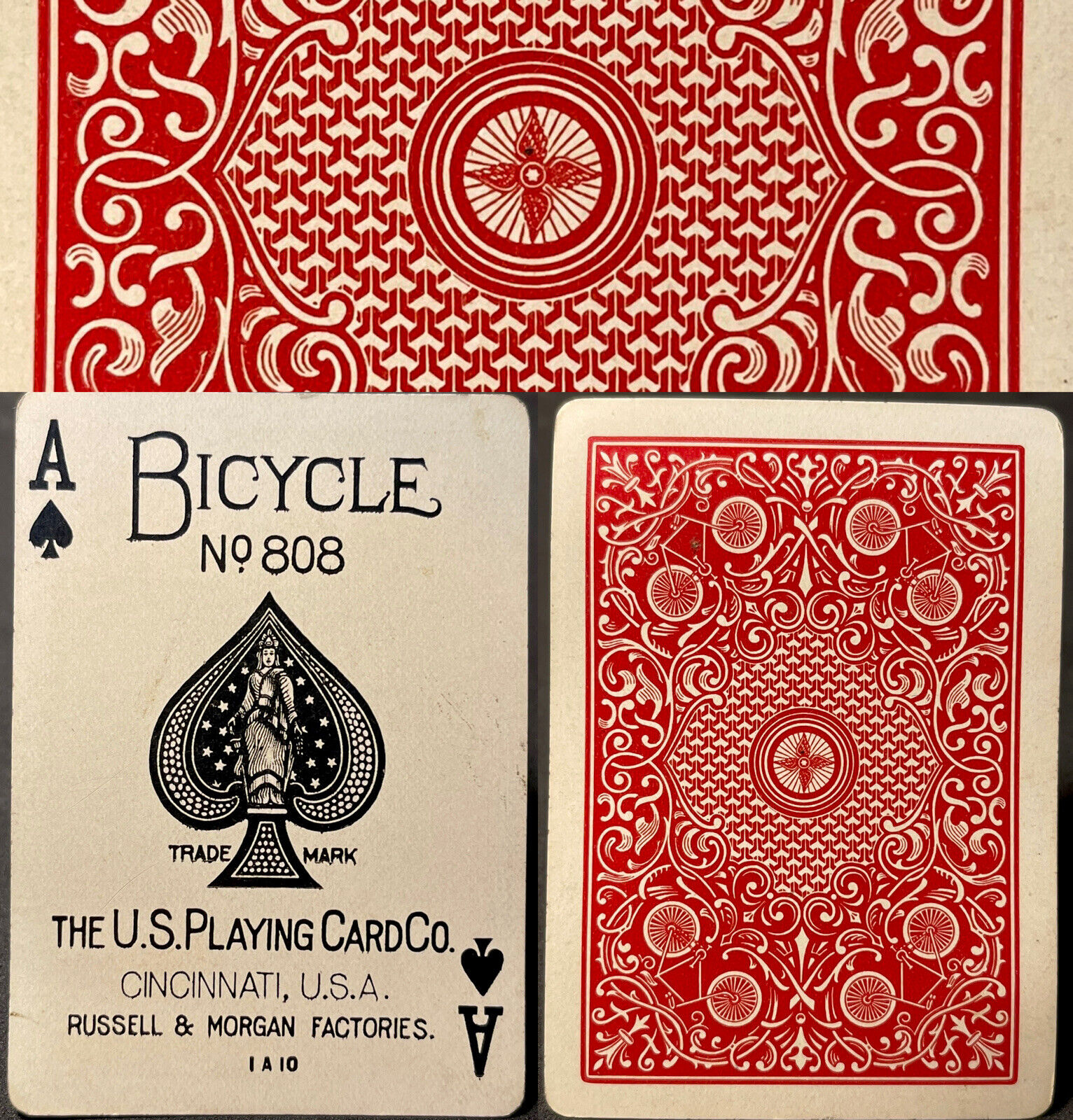 c1907 Bicycle Playing Cards Model #2 Antique USPCC Poker Deck Mid Grade 52/52
