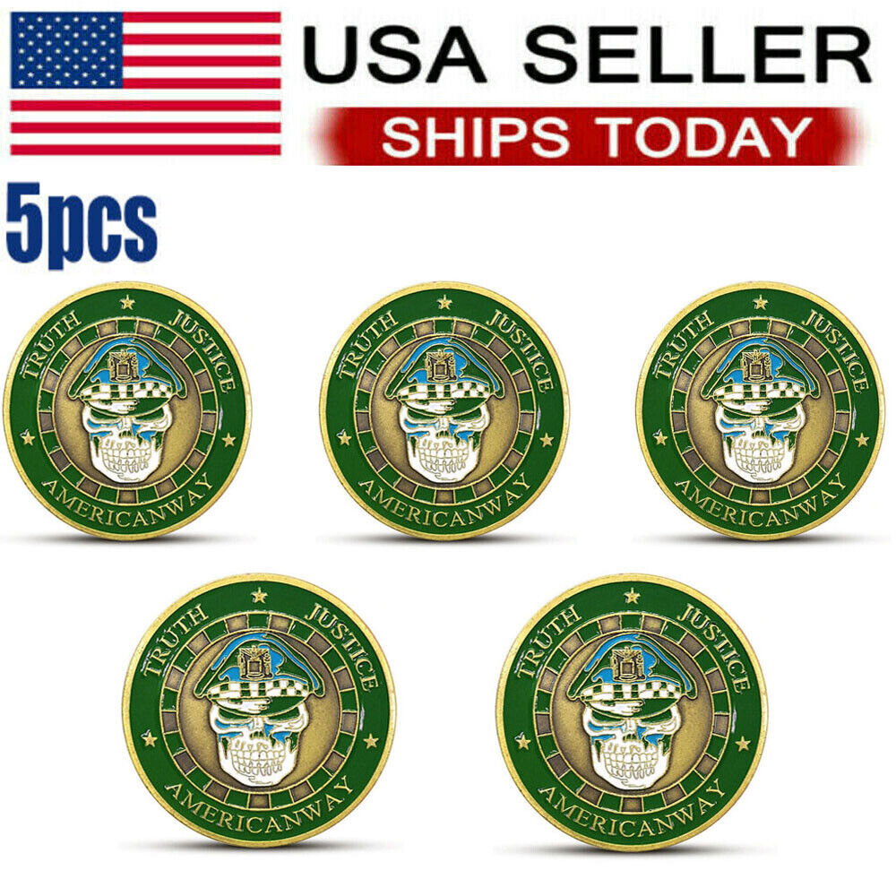 Chicago Police Coin American Officer Challenge Coin Skull Commemorative Coin5Pcs