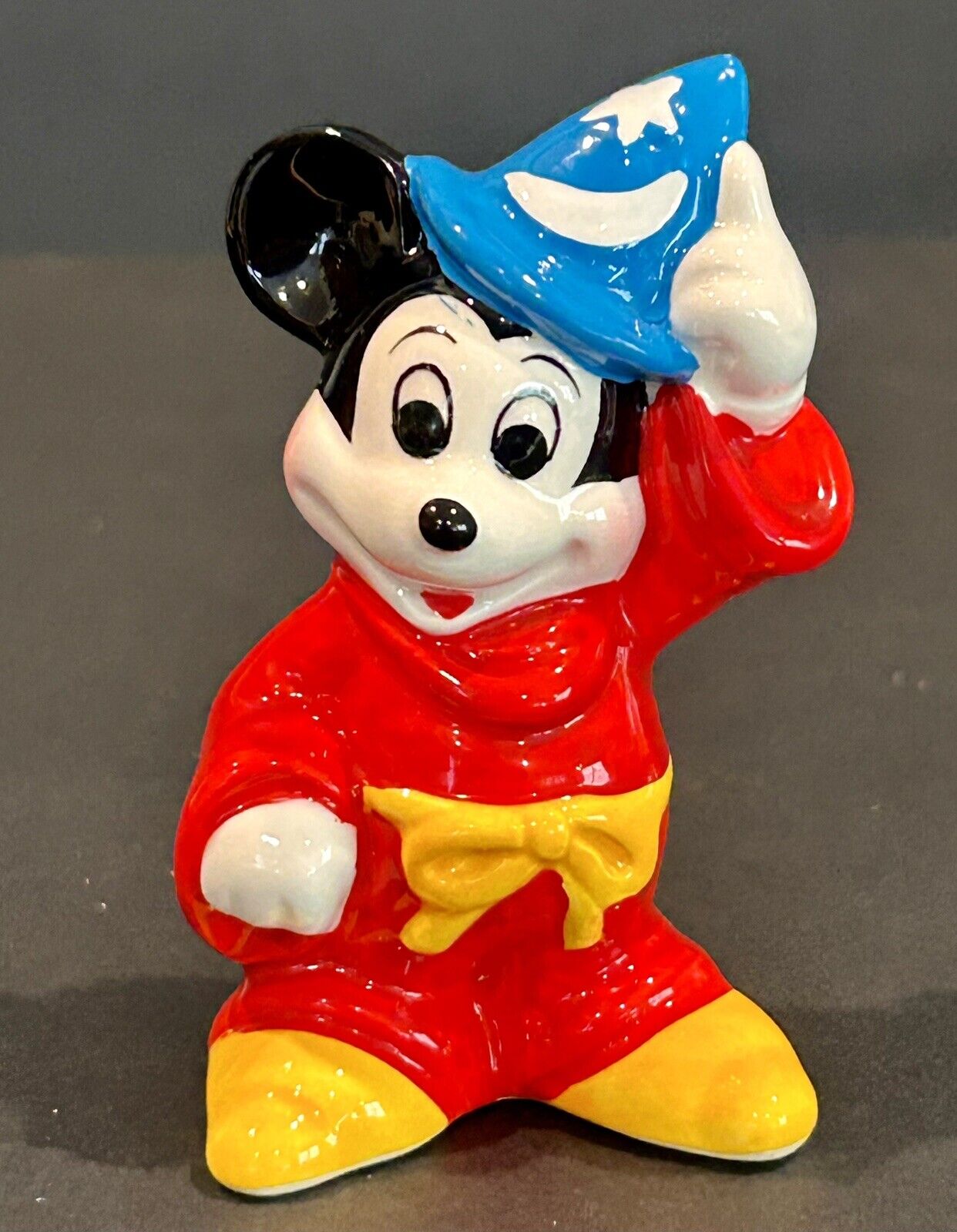 Vtg Disney Mickey Mouse Fantasia Wizard Magician Sorcerer Ceramic Figurine Japan